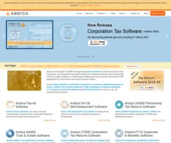 Andica.com(Self Assessment Software tax returns SA800 Partnership SA900 Trust Payroll CT600 & P11D) Screenshot