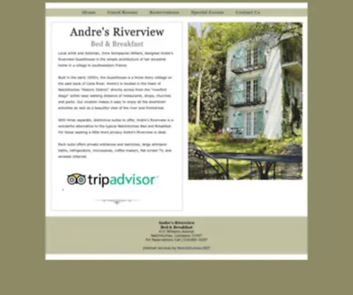 Andresriverview.com(Natchitoches Bed and Breakfast) Screenshot