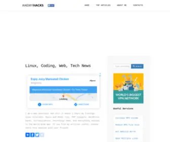 Andryhacks.com(Linux, WordPress, Web Dev, Tech News) Screenshot