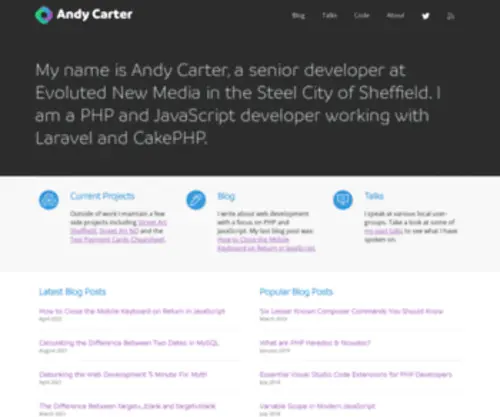 Andy-Carter.com(Sheffield based software engineer) Screenshot