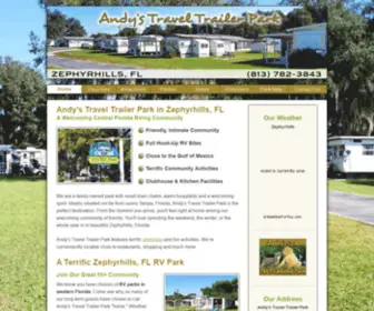 AndysrvPark.com(Andy's Travel Trailer RV Park in Zephyrhills) Screenshot