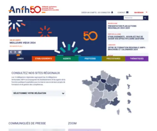 ANFH.fr(Association Nationale pour la Formation du personnel Hospitalier) Screenshot