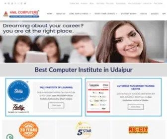 Anilcomputersudaipur.com(The institute was established in 1997 in the direction of Mrs. Usha Jain.Anil computers) Screenshot