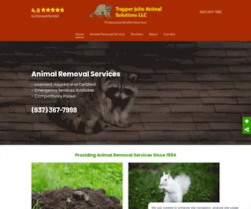 Animalremovaldayton.com(Trapper John Animal Solutions LLC) Screenshot