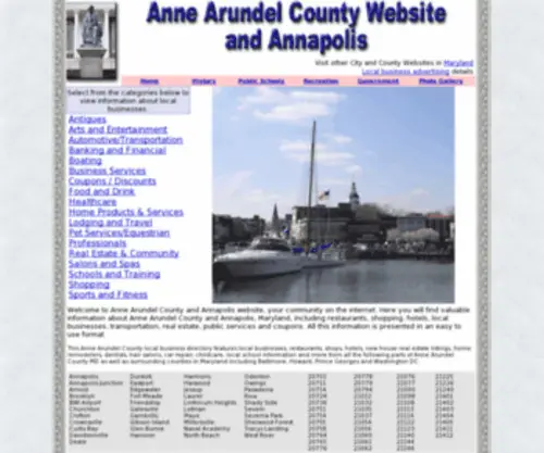 Annearundelcountywebsite.com(Anne Arundel County & Annapolis Maryland MD Local Business Directory Restaurants) Screenshot