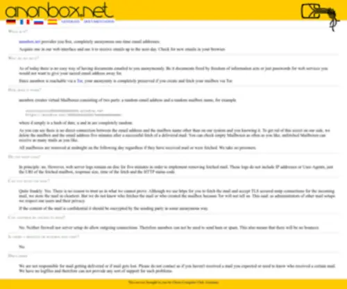 Anonbox.net(Chaos Computer Club) Screenshot