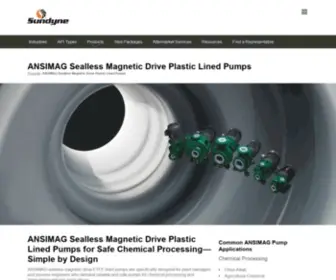 Ansimag.com(ANSIMAG Sealless Magnetic Drive ETFE Lined Pumps) Screenshot