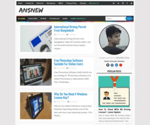 Ansnew.com(AnsNew is a Bangladeshi blog) Screenshot