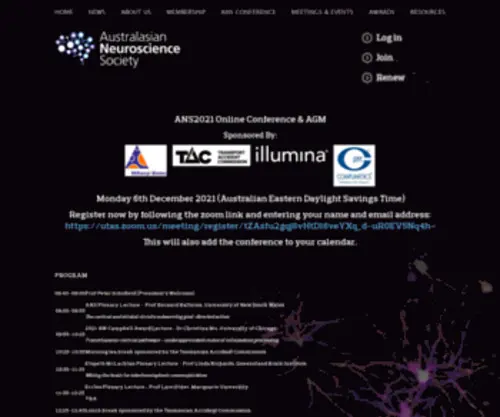 ANS.org.au(Australian Neuroscience Society) Screenshot