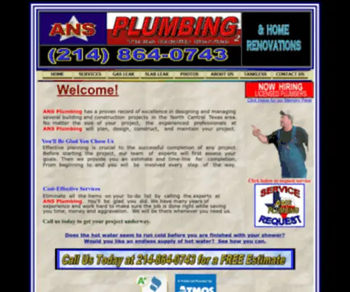 Ansplumbing.net(ANS Plumbing a full service plumbing company serving the Dallas) Screenshot