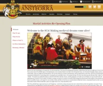 Ansteorra.org(Website for the Kingdom of Ansteorra and all it has to offer the SCA) Screenshot