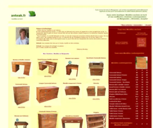 Anteak.fr(Meubles anciens teck et meubles contemporains teck margousiet et  autres bois exotique) Screenshot