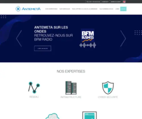 Antemeta.fr(AntemetA, fournisseur de Services Cloud et on-premises pour entreprises) Screenshot