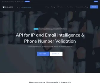 Antideo.com(API for IP and Email Intelligence & Phone Number Validation) Screenshot