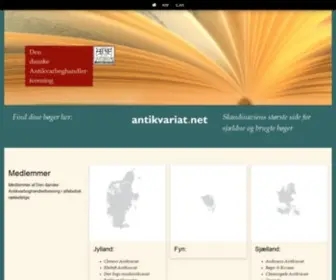 Antikvar.dk(Den danske Antikvarboghandlerforening) Screenshot