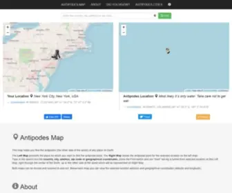 Antipodesmap.com(Antipodes map) Screenshot