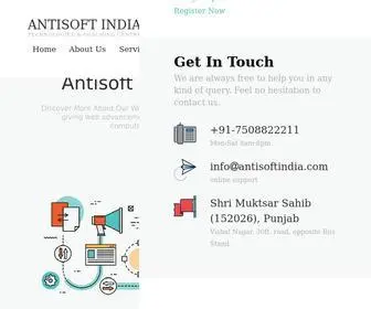 Antisoftindia.com(Software And Website Development) Screenshot