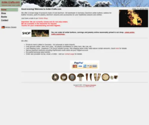 Antler-Crafts.com(Genuine deer horn crafts) Screenshot