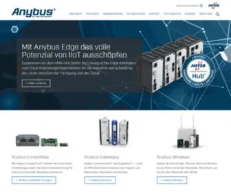 Anybus.de(Automatisierungsgeräte in industrielle Netzwerke einbinden) Screenshot