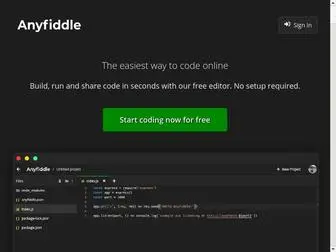 Anyfiddle.com(The easiest way to code online) Screenshot