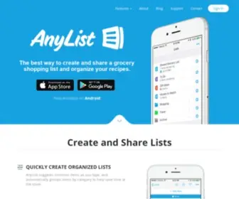 Anylistapp.com(The best way to create and share a grocery shopping list) Screenshot