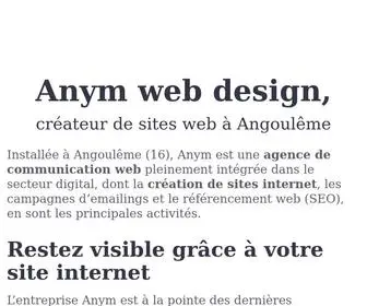 Anym.fr(Agence de communication à Angoulême) Screenshot