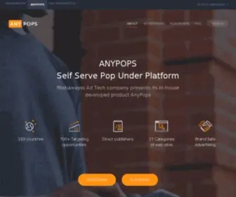 Anypops.com(Self Serve Pop Under Network with real) Screenshot