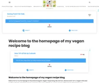 Anyreasonvegans.com(The homepage of my vegan recipe blog) Screenshot