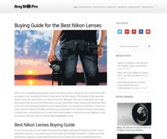 Anyshotpro.com(Buying Guide for the Best Nikon Lenses) Screenshot