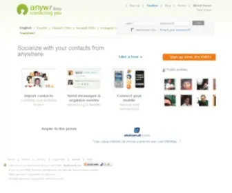 Anywr.com(Dynamic contacts address book and calendar from anywhere) Screenshot