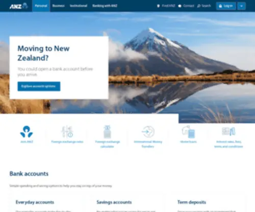 ANZ.co.nz(ANZ Bank New Zealand Ltd) Screenshot
