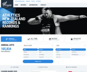 Anzrankings.org.nz(Athletics New Zealand Rankings and Records) Screenshot