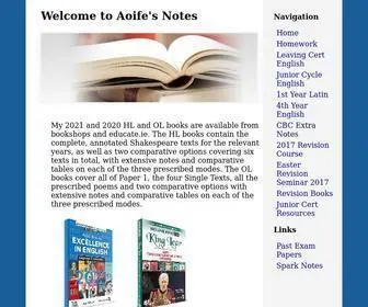Aoifesnotes.com(Aoife's Notes) Screenshot