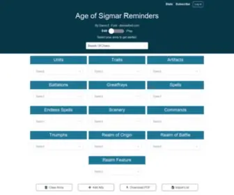 Aosreminders.com(Never forget your Warhammer) Screenshot