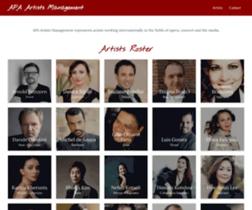 Apaartistsmanagement.com(APA Artists Management) Screenshot