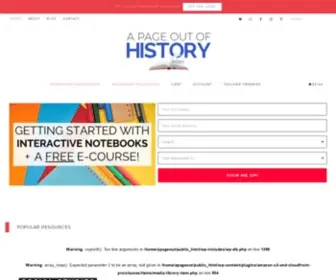 Apageoutofhistory.com(A Page Out of History Teaching Resources) Screenshot