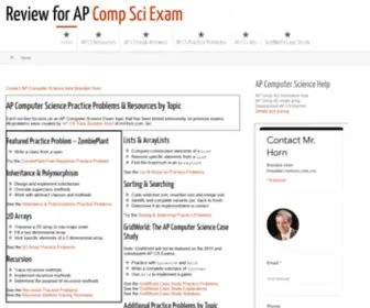 Apcomputersciencetutoring.com(AP Computer Science Exam Review and Free Response Practice Problems) Screenshot
