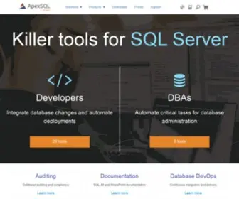 Apexsql.com(SQL Server tools for DBAs and developers) Screenshot