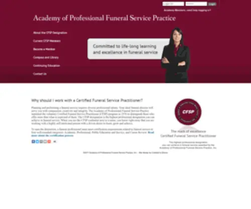 APFSP.org(The Academy of Professional Funeral Service Practice) Screenshot