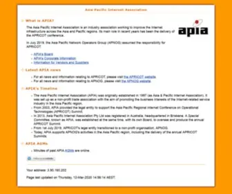 Apia.org(Asia Pacific Internet Association) Screenshot