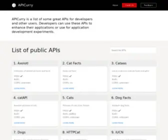 Apicurry.com(List of public APIs) Screenshot