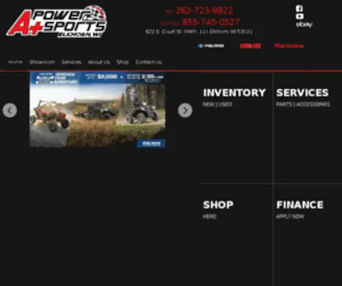 Apluspowersports.com(Power Sports & Victory carries and services motorcycles) Screenshot