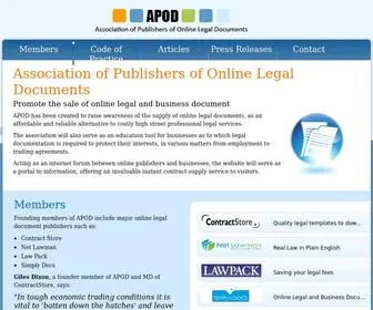 Apod.org.uk(Association of Publishers of Online Legal Documents) Screenshot