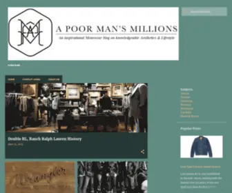 Apoormansmillions.com(An Educational Menswear blog by Jared Acquaro using his motto "Knowledge) Screenshot