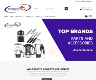 Apoorvacanada.ca(Apoorva Appliances Canada) Screenshot