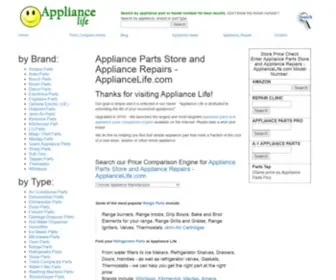 Appliancelife.com(Appliance Parts Store & Appliance Repair Help at Appliance Life) Screenshot