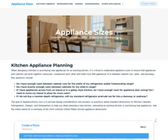 Appliancesizes.com(An Easy Guide to US Standard Kitchen Appliance Dimensions) Screenshot