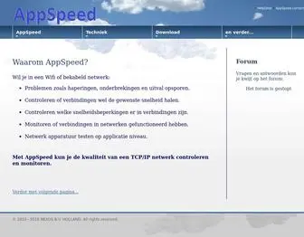 Appspeed.nl(AppSpeed voor kwaliteit controle van TCP/IP netwerken) Screenshot