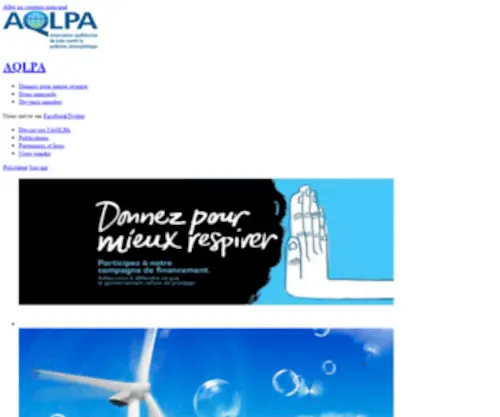 Aqlpa.com(L'Association québécoise de lutte contre la pollution atmosphérique) Screenshot