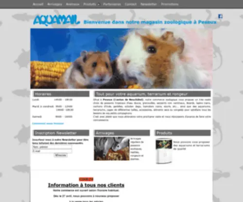 Aquamail-Peseux.ch(Magasin zoologique en Suisse avec poissons tropicaux) Screenshot